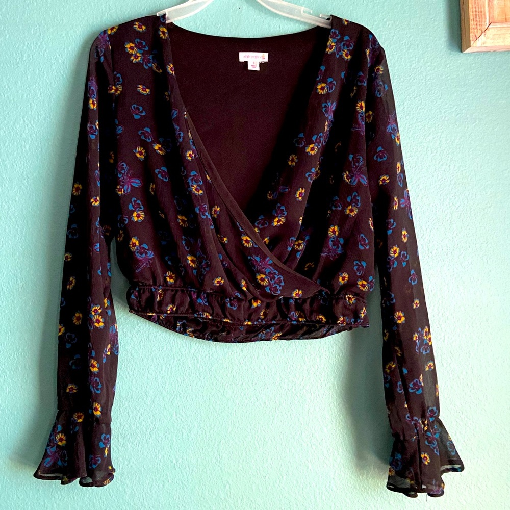 Floral Long Sleeve Crop Top